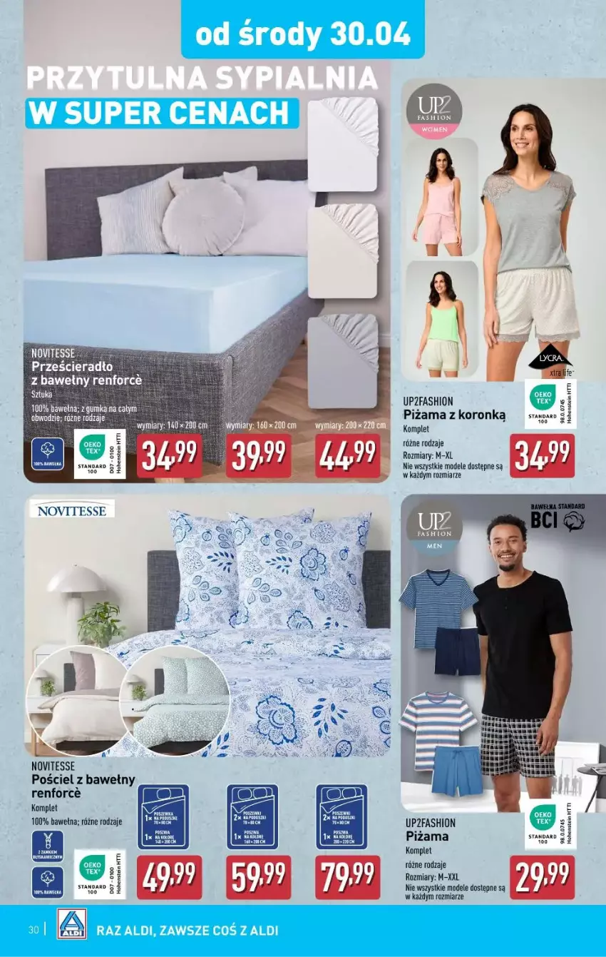 Gazetka promocyjna Aldi - ważna 28.04 do 02.05.2025 - strona 24 - produkty: Fa, Piżama, Pościel, Wełna
