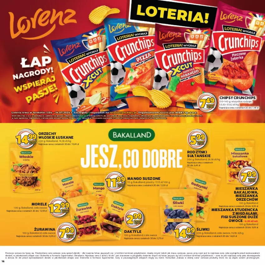 Gazetka promocyjna Stokrotka - Katalog Grill - ważna 09.05.2023 do 22.05.2024 - strona 16 - produkty: Bakalland, Chipsy, Crunchips, Daktyle, Figi, Mango, Mango suszone, Mięso, Mieszanka bakaliowa, Mieszanka studencka, Owoce, Rodzynki, Warzywa