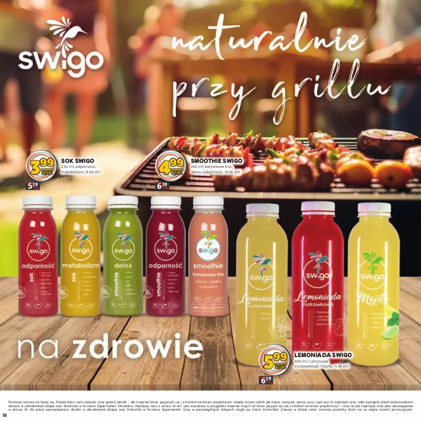 Gazetka promocyjna Stokrotka - Katalog Grill - ważna 09.05.2023 do 22.05.2024 - strona 32 - produkty: Lemoniada, Mięso, Owoce, Por, Smoothie, Sok, Warzywa