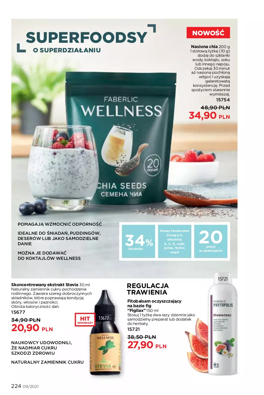 Gazetka promocyjna Faberlic - Gazetka - ważna 14.06 do 04.07.2021 - strona 224 - produkty: Chia, Cynk, Deser, Figi, Gala, Lanki, LG, Omega-3, Por, Pudding, Ser, Sok