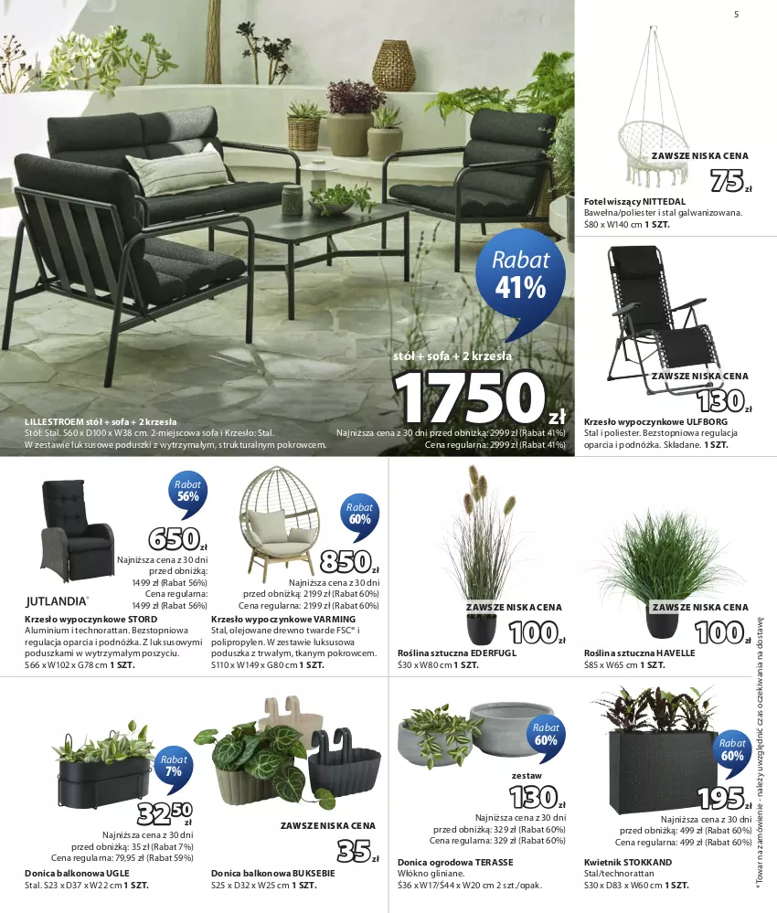 Gazetka promocyjna Jysk - Oferta tygodnia - ważna 01.07 do 19.07.2026 - strona 6 - produkty: Fa, Fotel, Krzesło, Kwietnik, Olej, Poduszka, Roślina sztuczna, Sofa, Stół, Tera, Top, Wełna