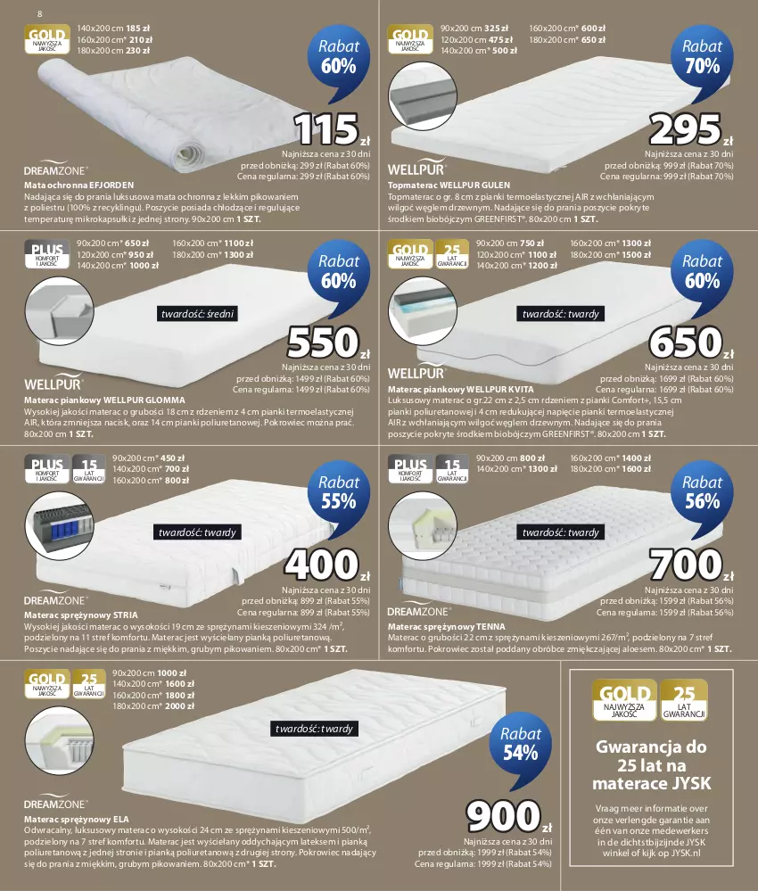 Gazetka promocyjna Jysk - Oferta tygodnia - ważna 01.07 do 19.07.2026 - strona 9 - produkty: LG, Mata ochronna, Materac, Materac piankowy, Materac sprężynowy, Okap, Pokrowiec, Pur, Sok, Tera, Top, Vita C
