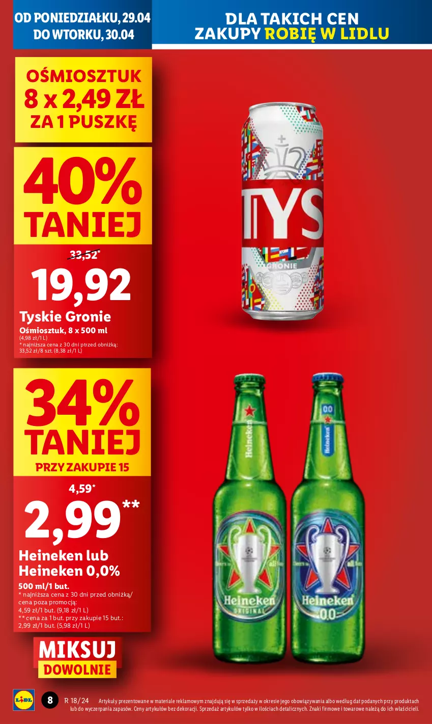 Gazetka promocyjna Lidl - GAZETKA - ważna 29.04 do 30.04.2024 - strona 10 - produkty: Heineken, Tyskie