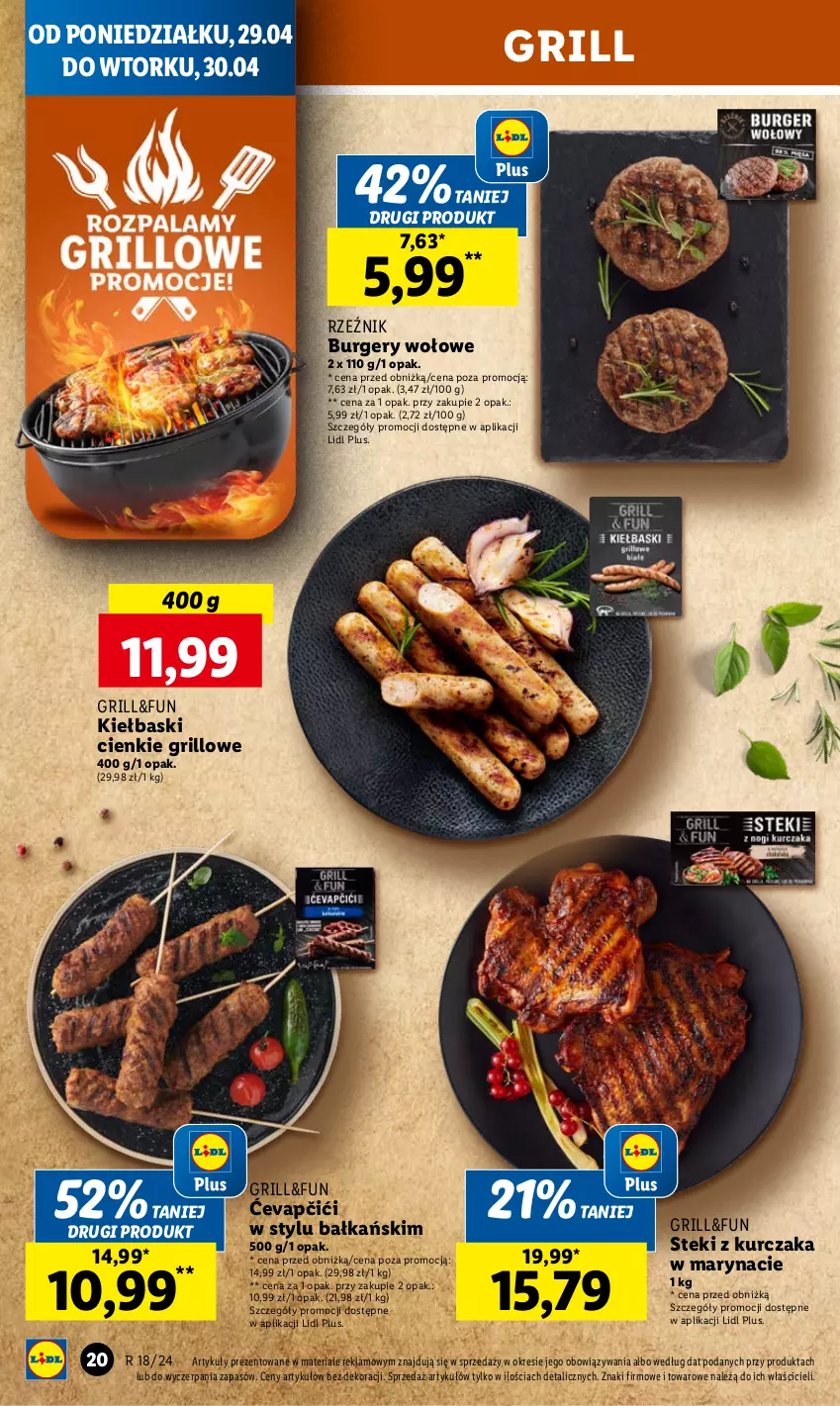 Gazetka promocyjna Lidl - GAZETKA - ważna 29.04 do 30.04.2024 - strona 24 - produkty: Burger, Grill, Kurczak, Stek