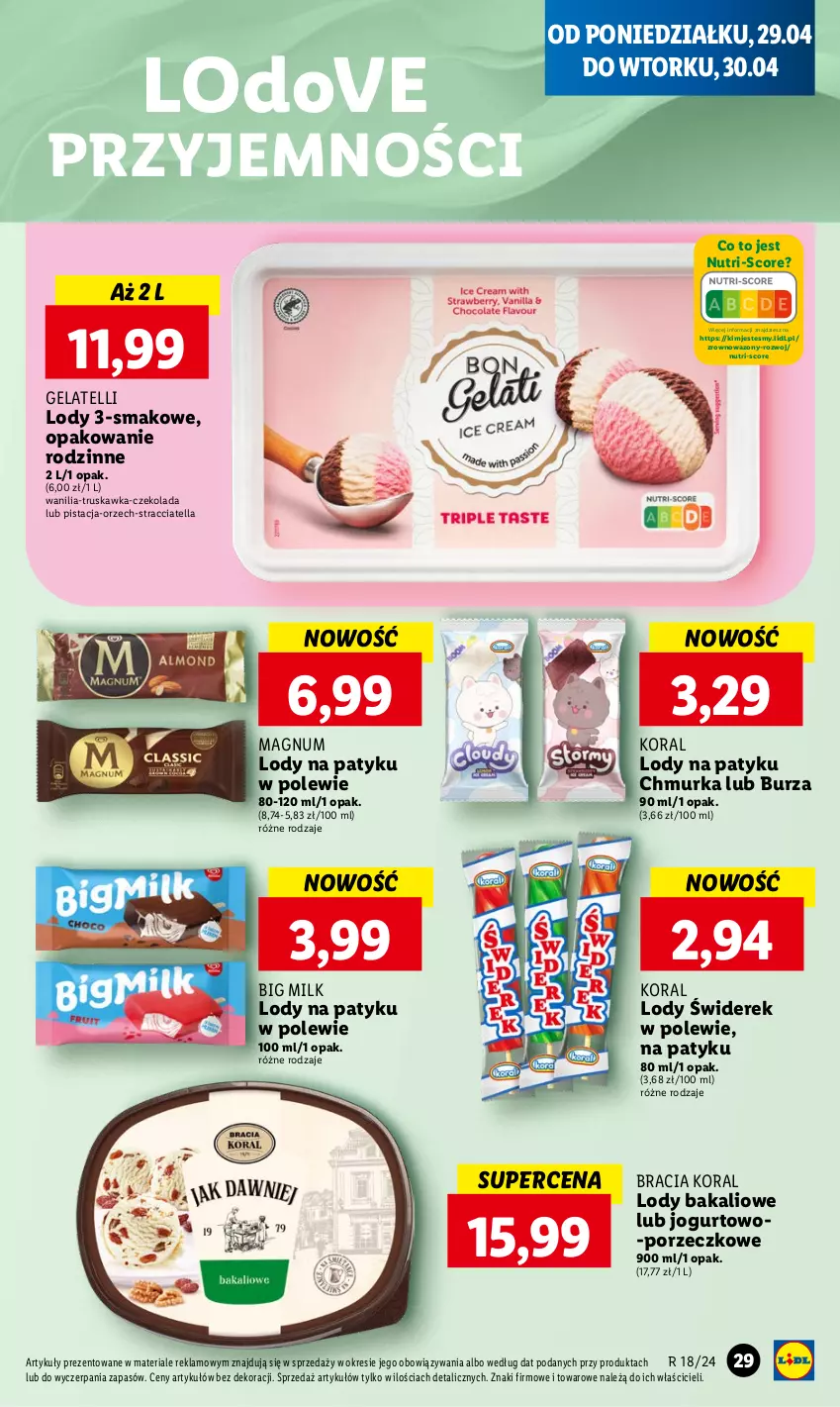 Gazetka promocyjna Lidl - GAZETKA - ważna 29.04 do 30.04.2024 - strona 33 - produkty: Big Milk, Czekolada, Dove, Jogurt, Lody, Por, Wazon