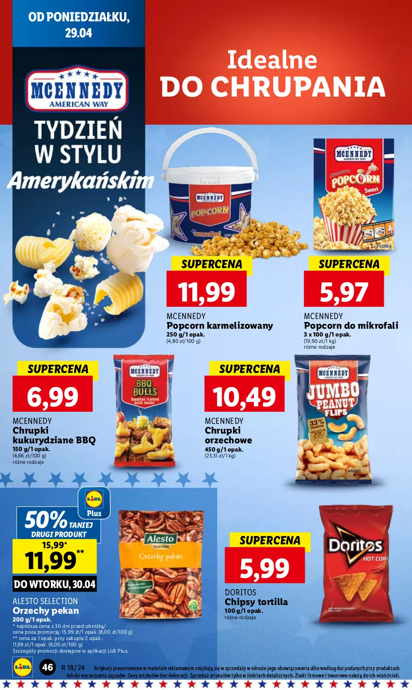 Gazetka promocyjna Lidl - GAZETKA - ważna 29.04 do 30.04.2024 - strona 50 - produkty: Chipsy, Chrupki, Fa, Popcorn, Tortilla