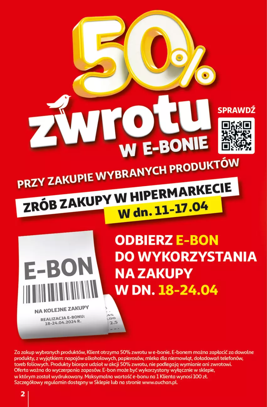 Gazetka promocyjna Auchan - Gazetka Aktywność na świeżym powietrzu! Hipermarket Auchan - ważna 11.04 do 17.04.2024 - strona 2 - produkty: Papier, Telefon