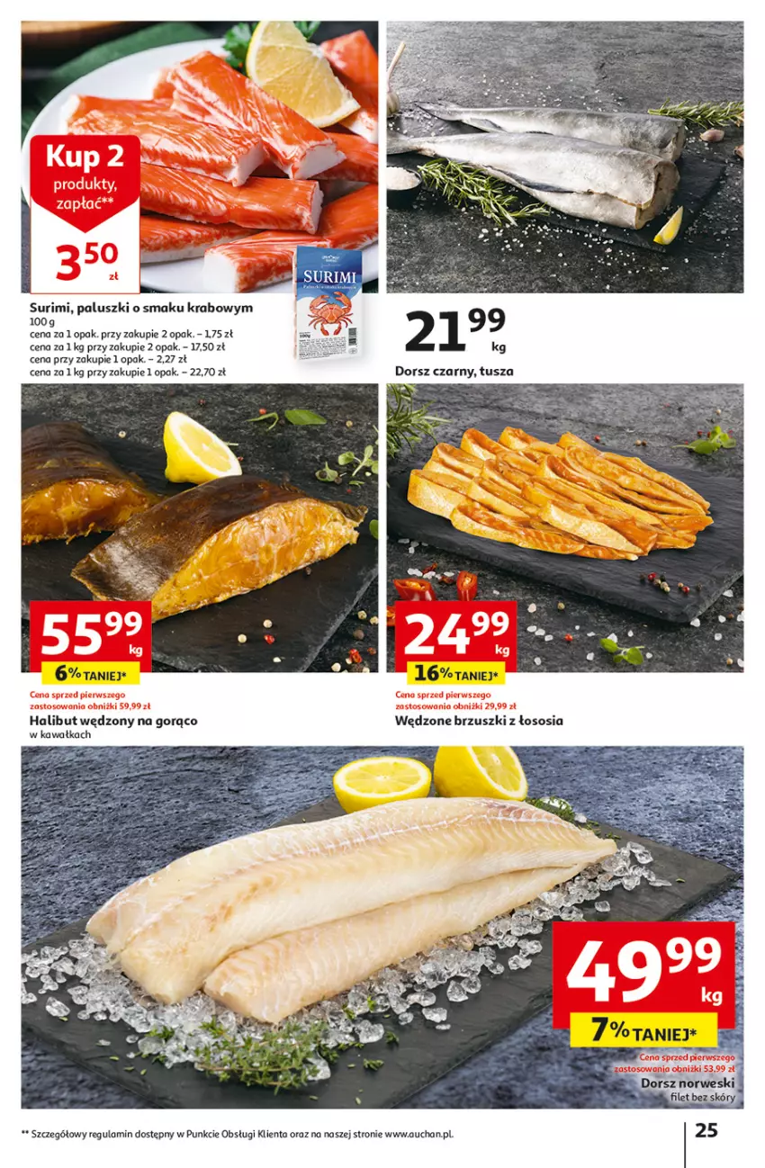 Gazetka promocyjna Auchan - Gazetka Aktywność na świeżym powietrzu! Hipermarket Auchan - ważna 11.04 do 17.04.2024 - strona 25 - produkty: Brzuszki z łososia, Halibut, Kawa, Sos, Surimi