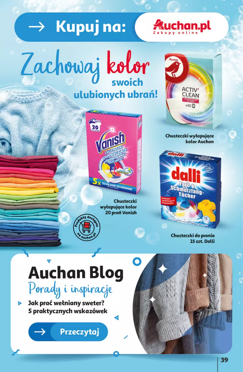 Gazetka promocyjna Auchan - Gazetka Aktywność na świeżym powietrzu! Hipermarket Auchan - ważna 11.04 do 17.04.2024 - strona 39 - produkty: Chusteczki, Fa, Sweter, Vanish