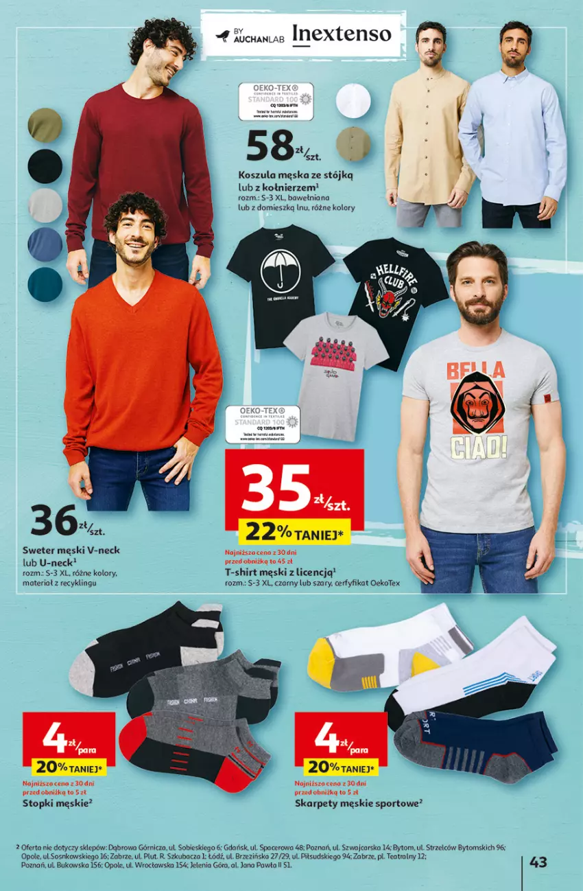 Gazetka promocyjna Auchan - Gazetka Aktywność na świeżym powietrzu! Hipermarket Auchan - ważna 11.04 do 17.04.2024 - strona 43 - produkty: Acer, Cars, Karp, Kosz, Koszula, Por, Sport, Sweter, T-shirt, Top