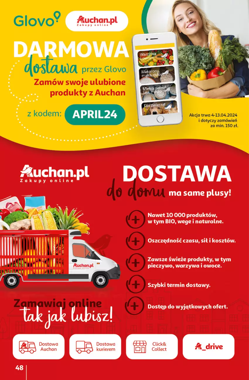 Gazetka promocyjna Auchan - Gazetka Aktywność na świeżym powietrzu! Hipermarket Auchan - ważna 11.04 do 17.04.2024 - strona 48 - produkty: Kosz, Owoce, Piec, Pieczywo, Warzywa, Warzywa i owoce