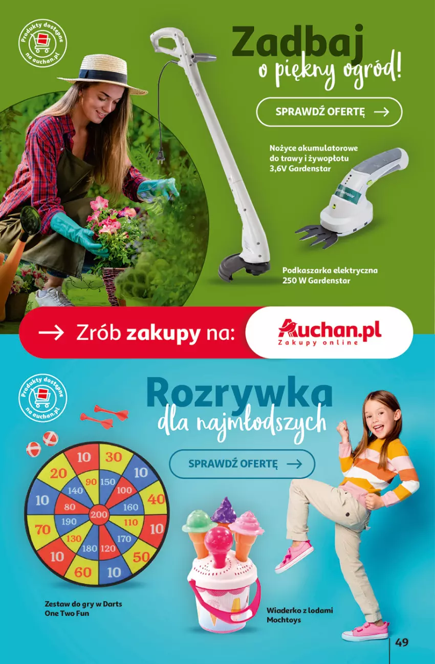 Gazetka promocyjna Auchan - Gazetka Aktywność na świeżym powietrzu! Hipermarket Auchan - ważna 11.04 do 17.04.2024 - strona 49 - produkty: Akumulator, Gry, Noż, Nożyce
