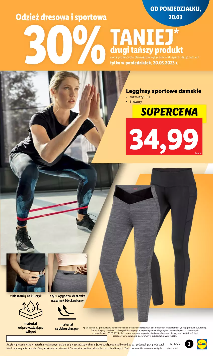 Gazetka promocyjna Lidl - GAZETKA - ważna 20.03 do 25.03.2023 - strona 3 - produkty: Dres, Gin, Legginsy, LG, Por, Sport