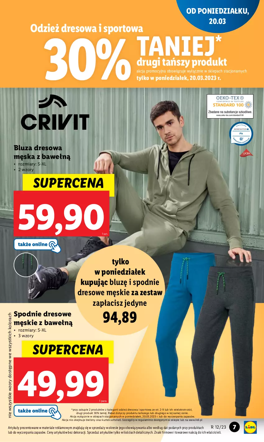 Gazetka promocyjna Lidl - GAZETKA - ważna 20.03 do 25.03.2023 - strona 7 - produkty: Bluza, Bluza dresowa, Dres, Por, Spodnie, Spodnie dresowe, Sport