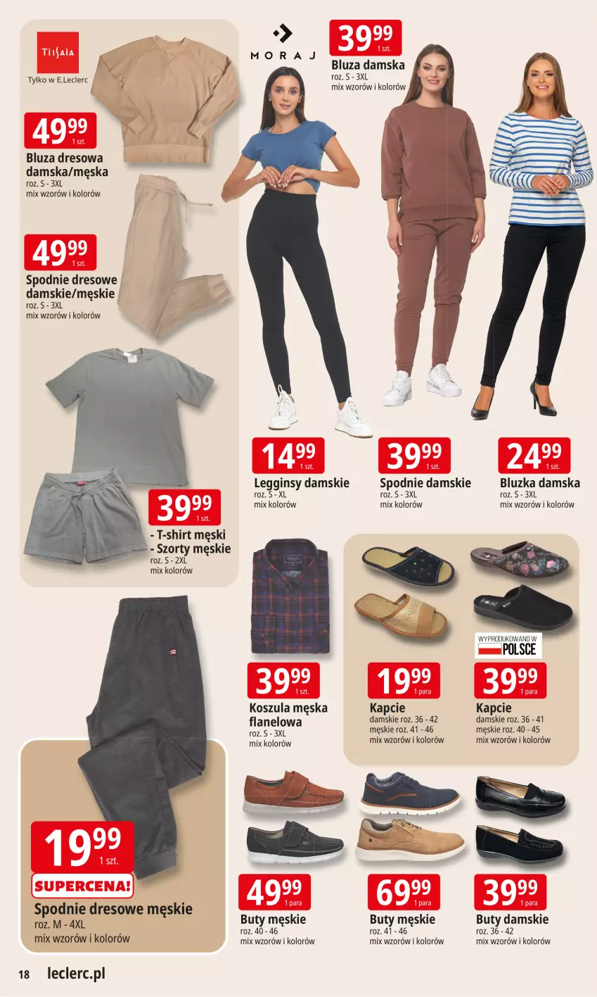 Gazetka promocyjna E Leclerc - ważna 02.09 do 13.09.2025 - strona 17 - produkty: Bluza, Bluza dresowa, Buty, Dres, Gin, Kapcie, Kosz, Koszula, Legginsy, Spodnie, Spodnie dresowe, Szorty, T-shirt
