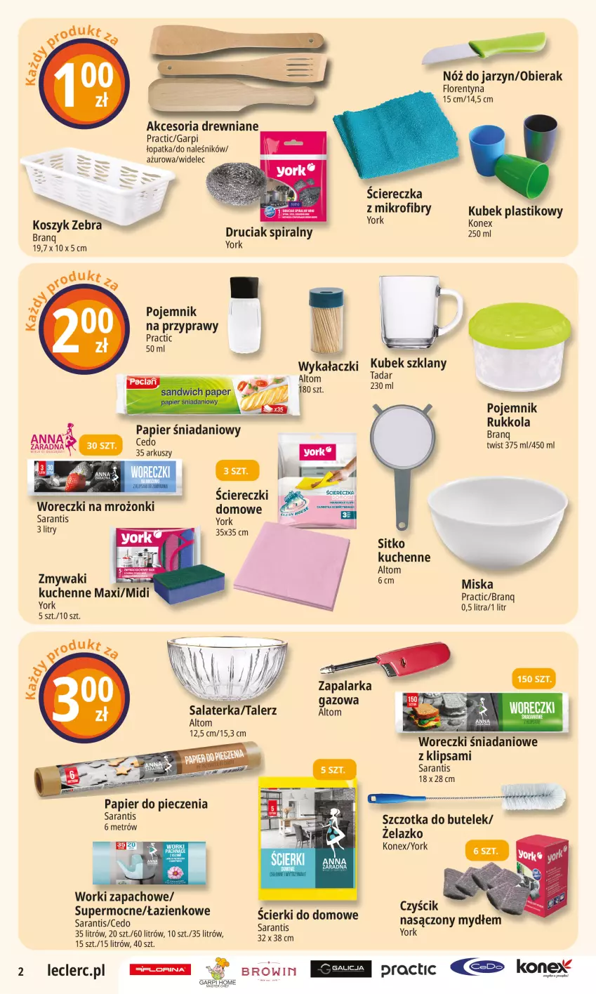Gazetka promocyjna E Leclerc - ważna 02.09 do 13.09.2025 - strona 2 - produkty: Danio, Kubek, Miska, Papier, Papier do pieczenia, Piec, Pojemnik, Pojemnik na przyprawy, Przyprawy, Salaterka, Sitko, Szczotka, Talerz, Widelec, Zapalarka