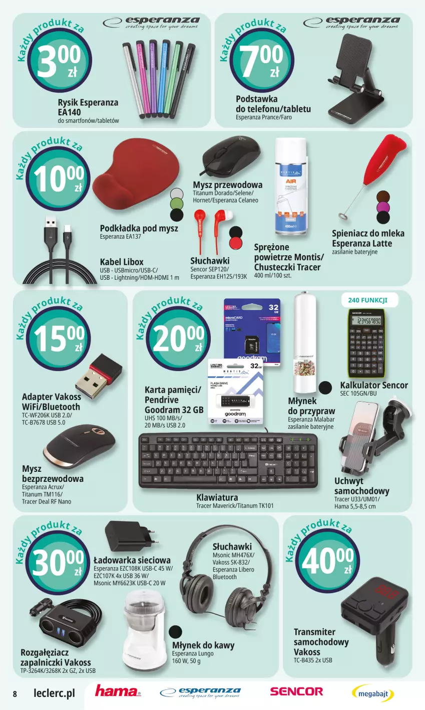 Gazetka promocyjna E Leclerc - ważna 02.09 do 13.09.2025 - strona 7 - produkty: Acer, Chusteczki, Fa, Hama, Karta pamięci, Klawiatura, Kosz, Młynek, Młynek do kawy, Mysz, Podkład, Podkładka, Podkładka pod mysz, Sencor, Silan, Słuchawki, Smartfon, Sos, Tablet, Telefon, Tran, Transmiter, Transmiter samochodowy, Warka