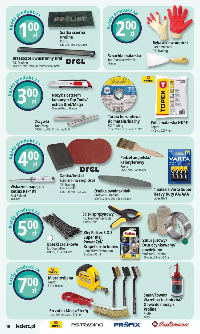 Gazetka promocyjna E Leclerc - ważna 02.09 do 13.09.2025 - strona 9 - produkty: Cynk, Fa, Folia malarska, Klej, Noż, Oliwa, Siatka, Szczotka, Top, Varta