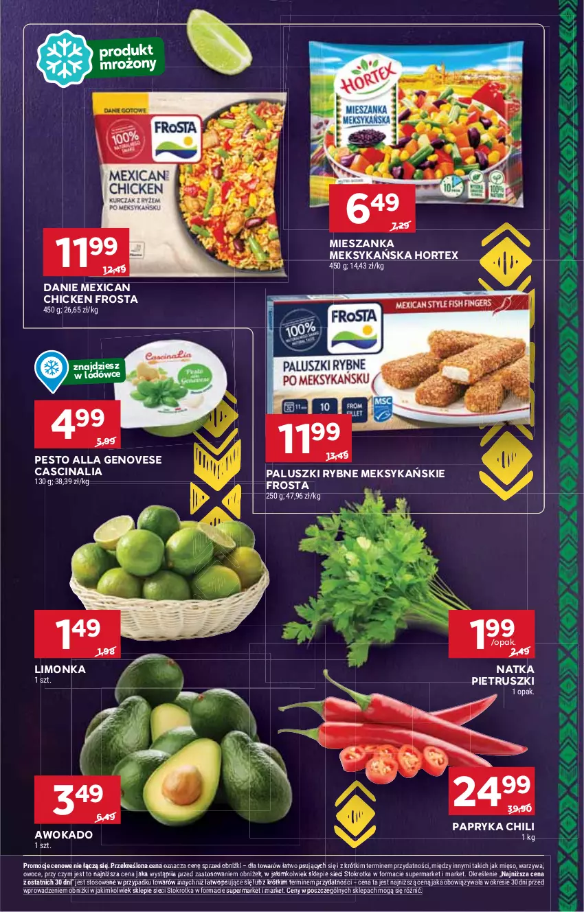 Gazetka promocyjna Stokrotka - Supermarket - ważna 30.10 do 05.11.2025 - strona 25 - produkty: Frosta, Hortex, Limonka, Mięso, Mieszanka meksykańska, Natka pietruszki, Owoce, Paluszki rybne, Papryka, Pesto, Warzywa