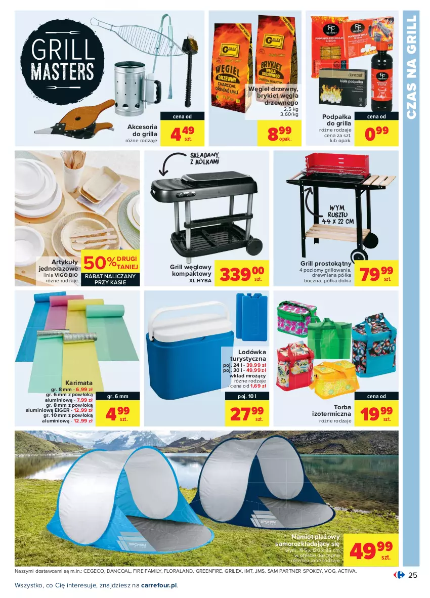 Gazetka promocyjna Carrefour - Gazetka Carrefour - ważna 12.07 do 24.07.2021 - strona 25 - produkty: Fa, Flora, Grill, Karimata, Lodówka, Namiot, Półka, Torba, Węgiel drzewny