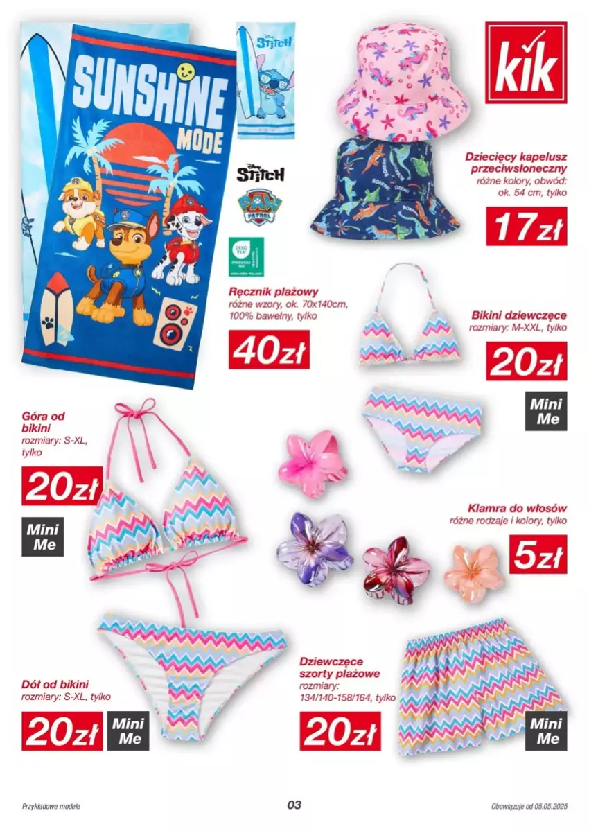Gazetka promocyjna Kik - ważna 05.05.2025 do 18.04.2026 - strona 16 - produkty: Bikini, Dzieci, Ręcznik, Szorty
