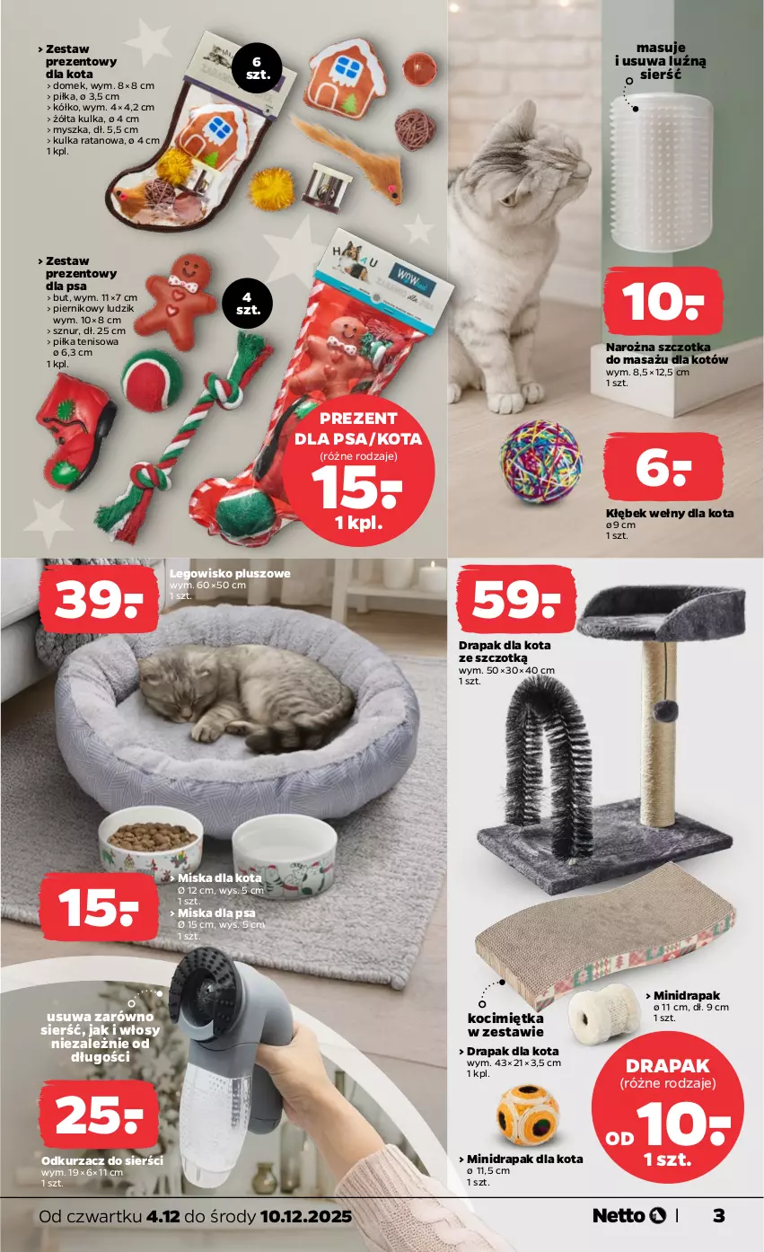 Gazetka promocyjna Netto - Od Czwartku Przemysłowa - ważna 04.12 do 10.12.2025 - strona 3 - produkty: Drapak, Koc, LEGO, Legowisko, Miska, Mysz, Odkurzacz, Piernik, Szczotka, Zestaw prezentowy