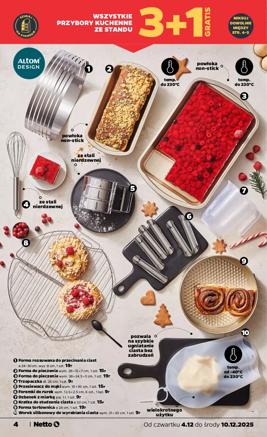 Gazetka promocyjna Netto - Od Czwartku Przemysłowa - ważna 04.12 do 10.12.2025 - strona 4 - produkty: Foremki, Forma do pieczenia, Gra, Piec, Przybory kuchenne, Tortownica, Trzepaczka