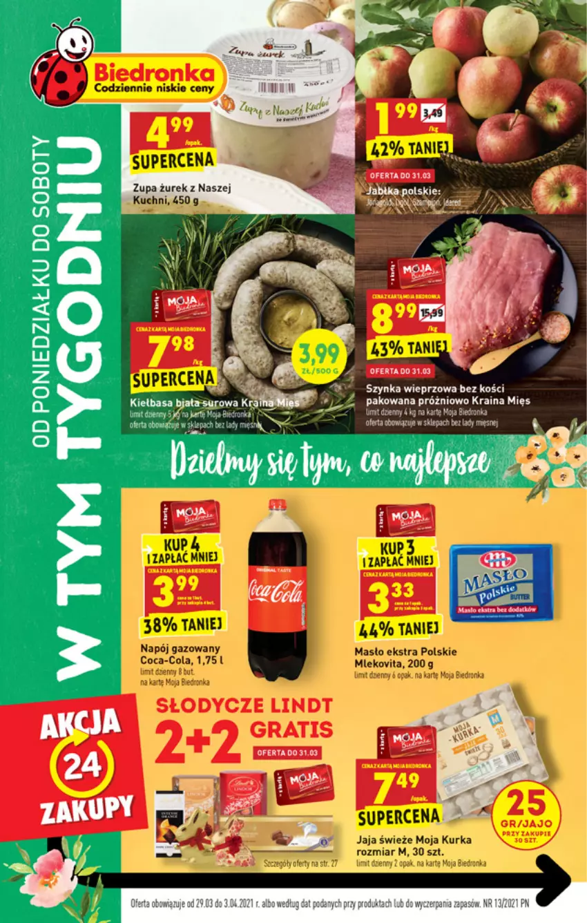 Gazetka promocyjna Biedronka - W tym tygodniu PN - ważna 29.03 do 03.04.2021 - strona 1 - produkty: Fa, Jabłka, Kiełbasa, Szynka, Szynka wieprzowa