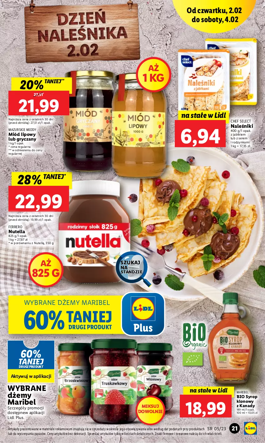 Gazetka promocyjna Lidl - GAZETKA - ważna 02.02 do 04.02.2023 - strona 21 - produkty: Dżem, Ferrero, Gry, Miód, Naleśniki, Nutella, Por, Ser, Syrop