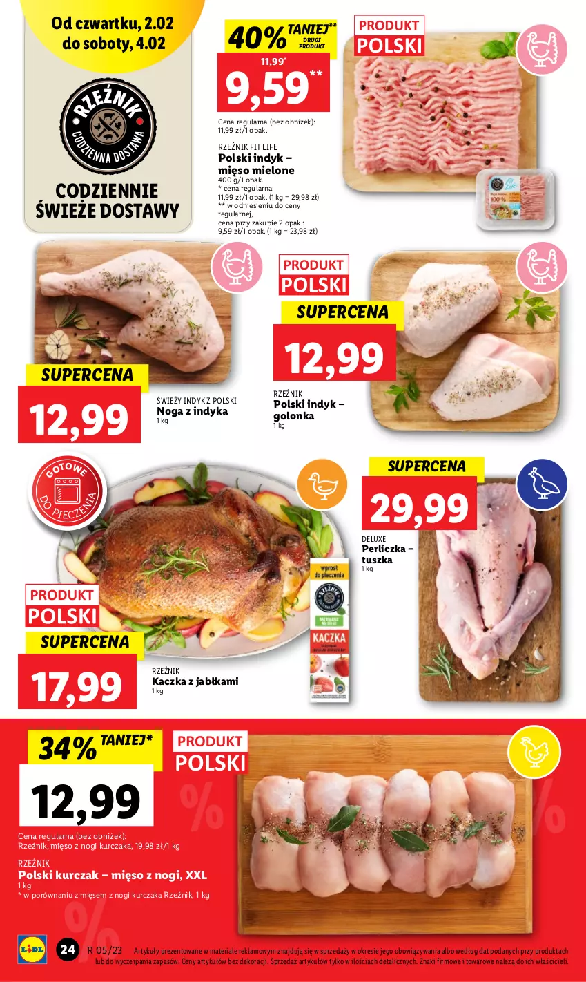 Gazetka promocyjna Lidl - GAZETKA - ważna 02.02 do 04.02.2023 - strona 24 - produkty: Jabłka, Kaczka, Kurczak, Mięso, Mięso mielone, Perliczka, Piec, Por, Tusz