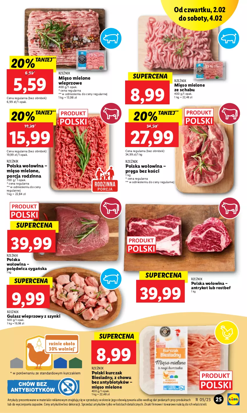 Gazetka promocyjna Lidl - GAZETKA - ważna 02.02 do 04.02.2023 - strona 25 - produkty: Kurczak, Mięso, Mięso mielone, Polędwica, Por, Rostbef, Wołowina