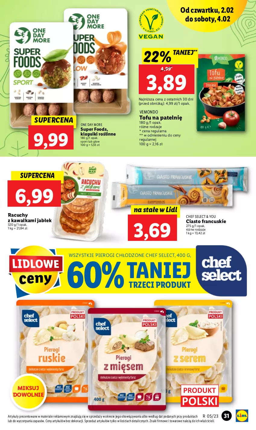 Gazetka promocyjna Lidl - GAZETKA - ważna 02.02 do 04.02.2023 - strona 31 - produkty: Ciasto francuskie, Kawa, Klopsiki, Pierogi, Por, Sport, Tofu