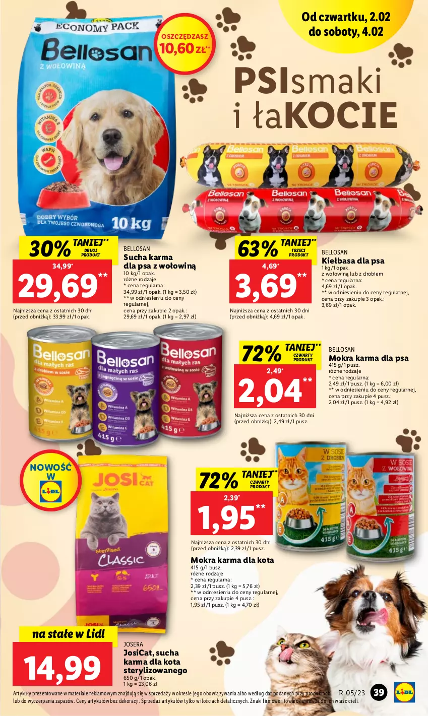 Gazetka promocyjna Lidl - GAZETKA - ważna 02.02 do 04.02.2023 - strona 43 - produkty: Bell, Josera, Kiełbasa, Koc, Mokra karma, Ser, Sucha karma