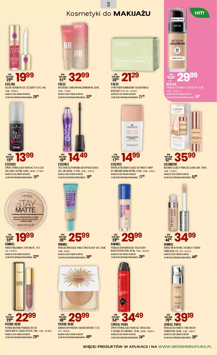 Gazetka promocyjna Drogerie Natura - Gazetka Drogerie Natura - ważna 06.05 do 17.05.2026 - strona 3 - produkty: Brit, Bronzer, Eveline, Fa, Foundation, Makijaż, Olej, PAESE, Pierre René, Podkład, Podkład do twarzy, Podkład matujący, Puder, Puder prasowany, Revlon, Rum, Ser, Serum, Tusz
