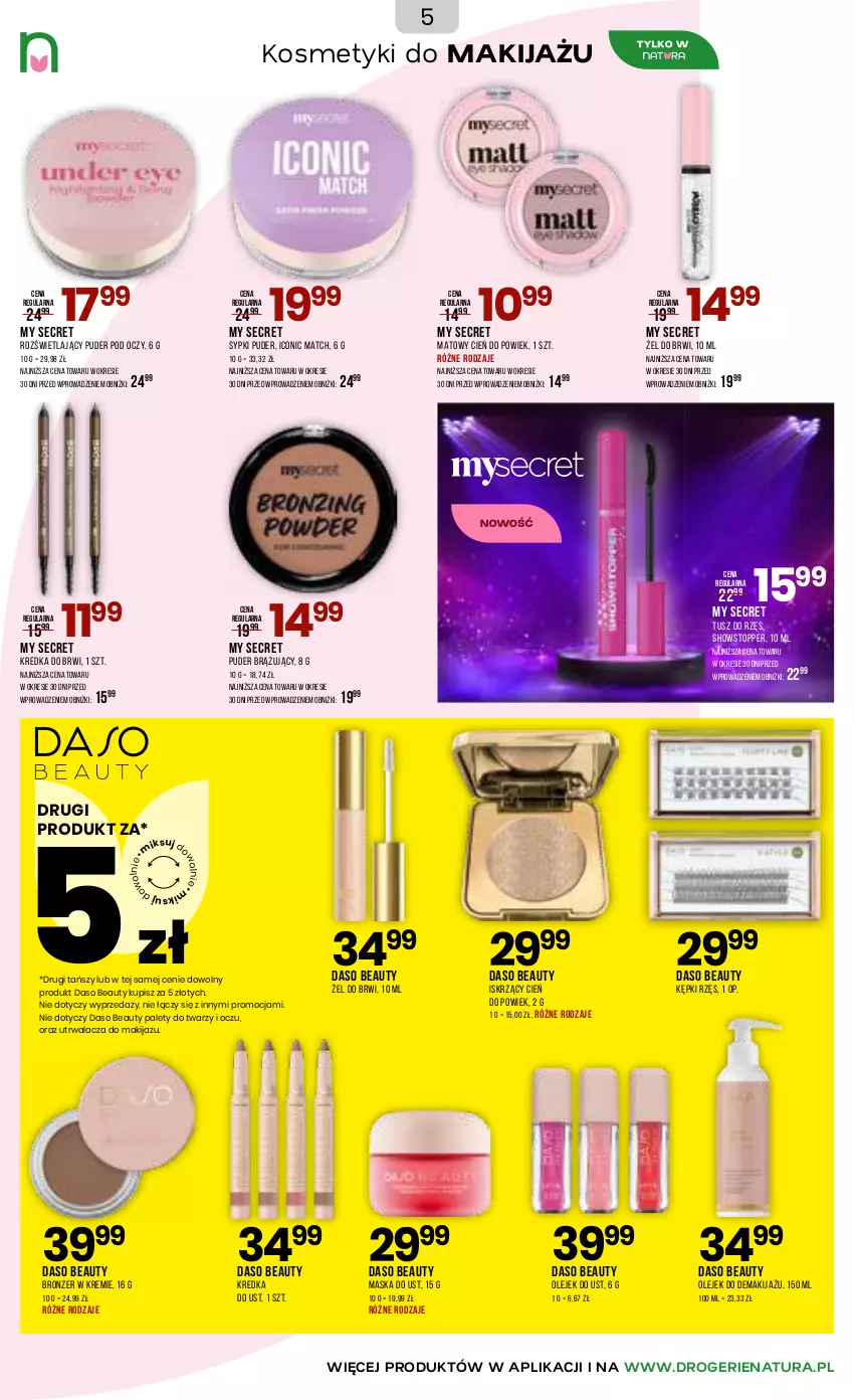 Gazetka promocyjna Drogerie Natura - Gazetka Drogerie Natura - ważna 06.05 do 17.05.2026 - strona 5 - produkty: Bronzer, Cień, Kredka, Kredka do brwi, Makijaż, Maska, Olej, Olejek do demakijażu, Puder, Stopp, Top, Tusz