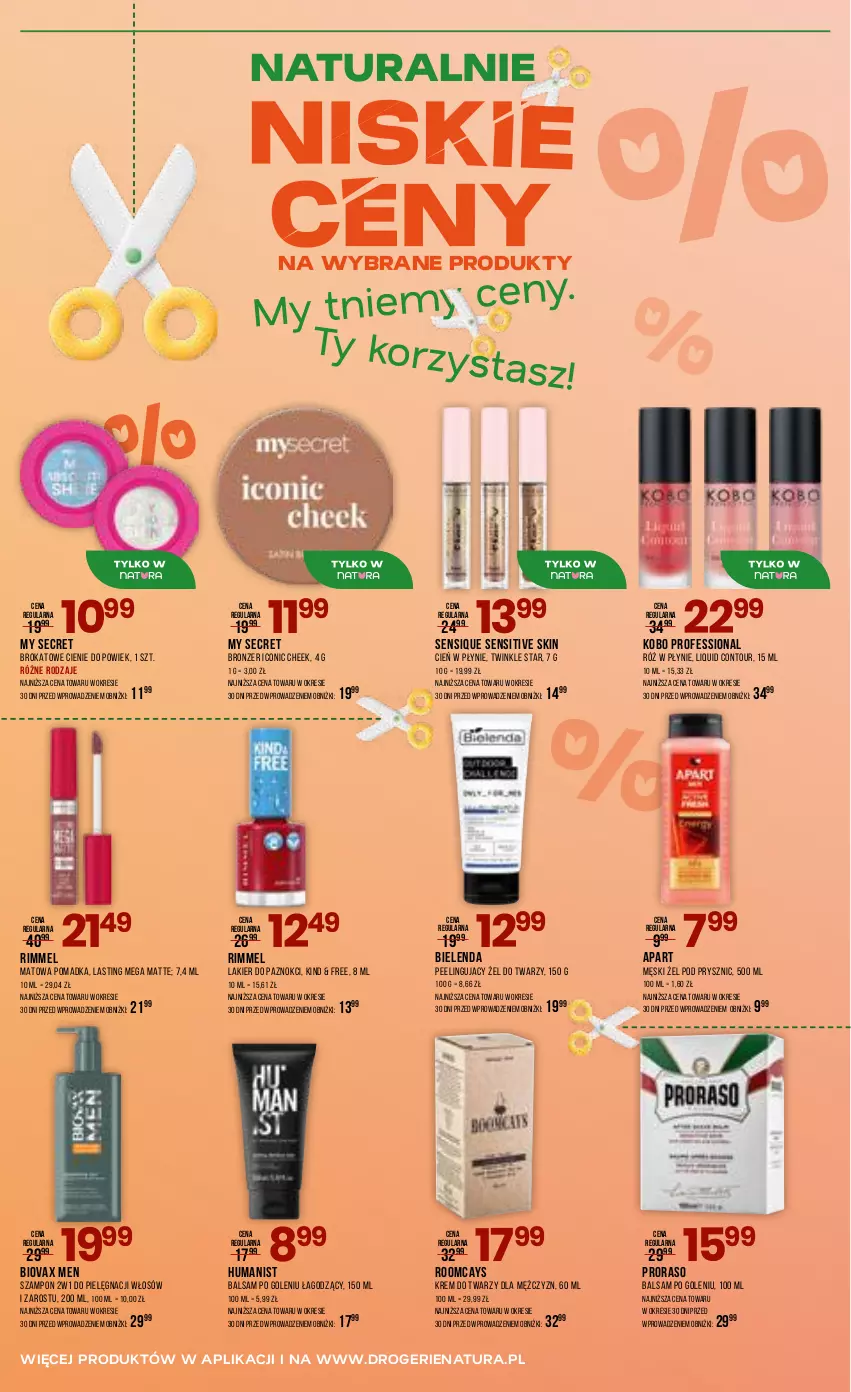 Gazetka promocyjna Drogerie Natura - Gazetka Drogerie Natura - ważna 06.05 do 17.05.2026 - strona 8 - produkty: Balsam po goleniu, Bielenda, Biovax, Bronzer, Cień, KOBO, Krem do twarzy, Lakier, Lakier do paznokci, Peeling, Szampon