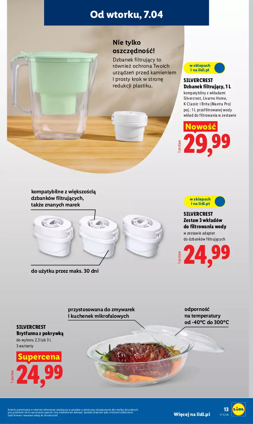 Gazetka promocyjna Lidl - Katalog ważny od 7.04 - ważna 07.04 do 11.04.2026 - strona 15 - produkty: Brit, Brita, Dzbanek, Dzbanek filtrujący, Fa, Ivar, Por, Silvercrest