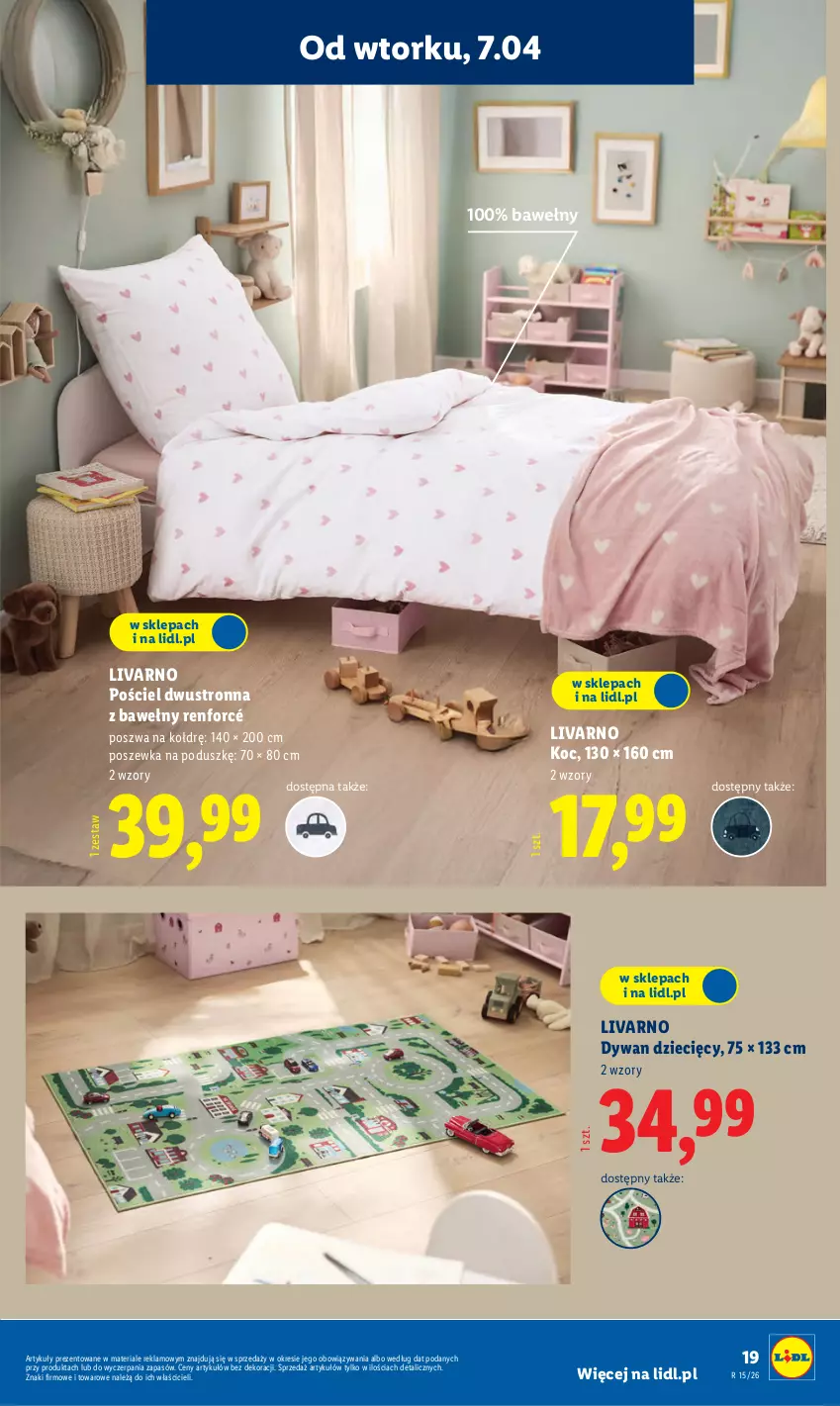 Gazetka promocyjna Lidl - Katalog ważny od 7.04 - ważna 07.04 do 11.04.2026 - strona 21 - produkty: Dywan, Dzieci, Ivar, Koc, Pościel, Pościel dwustronna, Poszewka