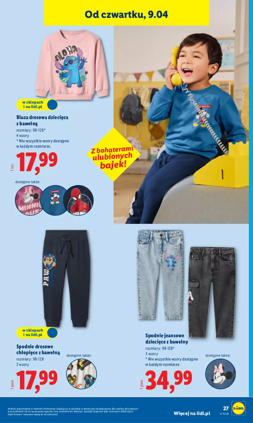 Gazetka promocyjna Lidl - Katalog ważny od 7.04 - ważna 07.04 do 11.04.2026 - strona 29 - produkty: Bluza, Bluza dresowa, Dres, Dzieci, Spodnie, Spodnie dresowe, Spodnie jeans, Tera