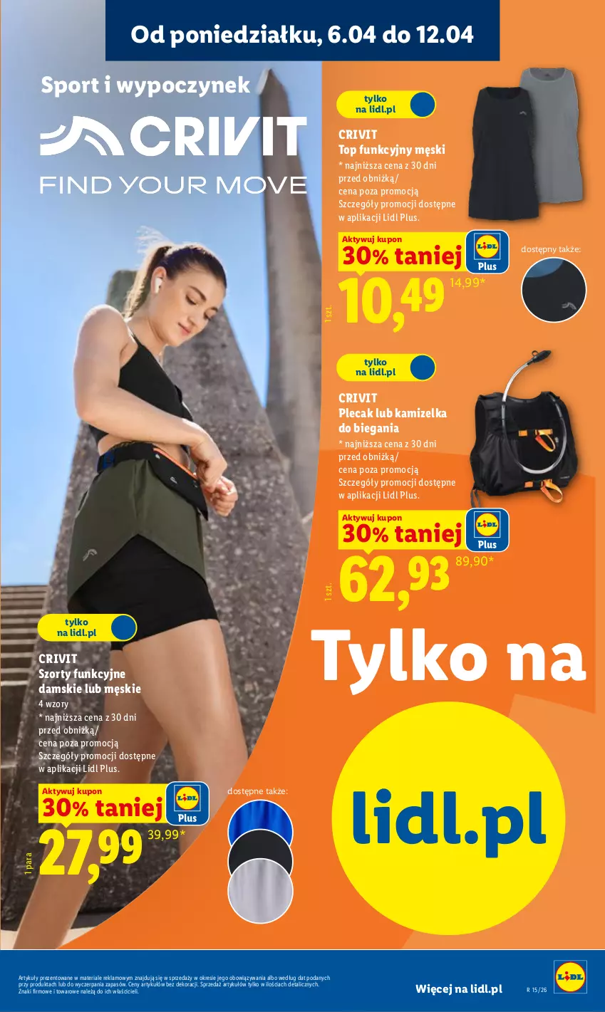 Gazetka promocyjna Lidl - Katalog ważny od 7.04 - ważna 07.04 do 11.04.2026 - strona 35 - produkty: Kamizelka, Plecak, Por, Sport, Szorty, Top