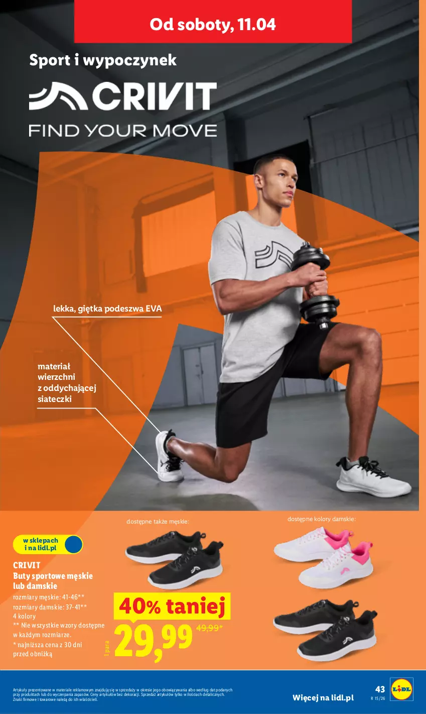 Gazetka promocyjna Lidl - Katalog ważny od 7.04 - ważna 07.04 do 11.04.2026 - strona 51 - produkty: Buty, Por, Sport