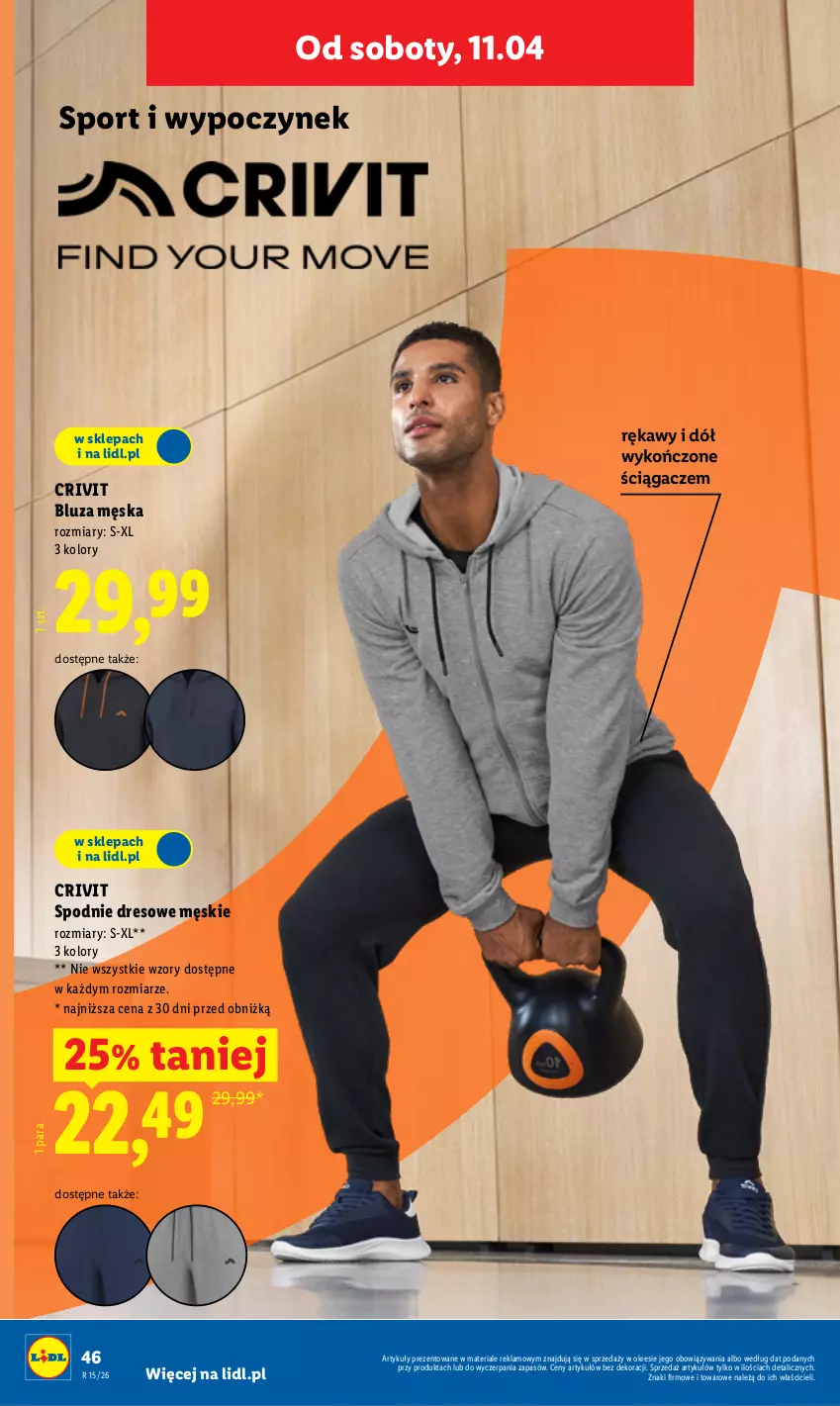 Gazetka promocyjna Lidl - Katalog ważny od 7.04 - ważna 07.04 do 11.04.2026 - strona 54 - produkty: Bluza, Dres, Por, Spodnie, Spodnie dresowe, Sport
