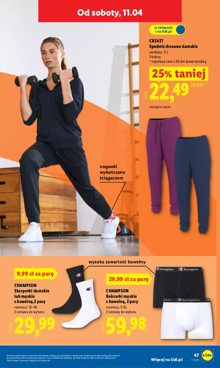 Gazetka promocyjna Lidl - Katalog ważny od 7.04 - ważna 07.04 do 11.04.2026 - strona 55 - produkty: Bokserki, Dres, Karp, Ser, Skarpetki, Sok, Spodnie, Spodnie dresowe