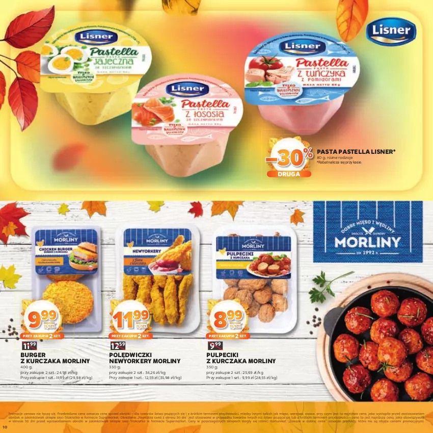 Gazetka promocyjna Stokrotka - Katalog Jesiennie Inspiracje! - ważna 16.10 do 29.10.2025 - strona 10 - produkty: Burger, Kurczak, Lisner, Mięso, Morliny, Owoce, Pastella, Warzywa