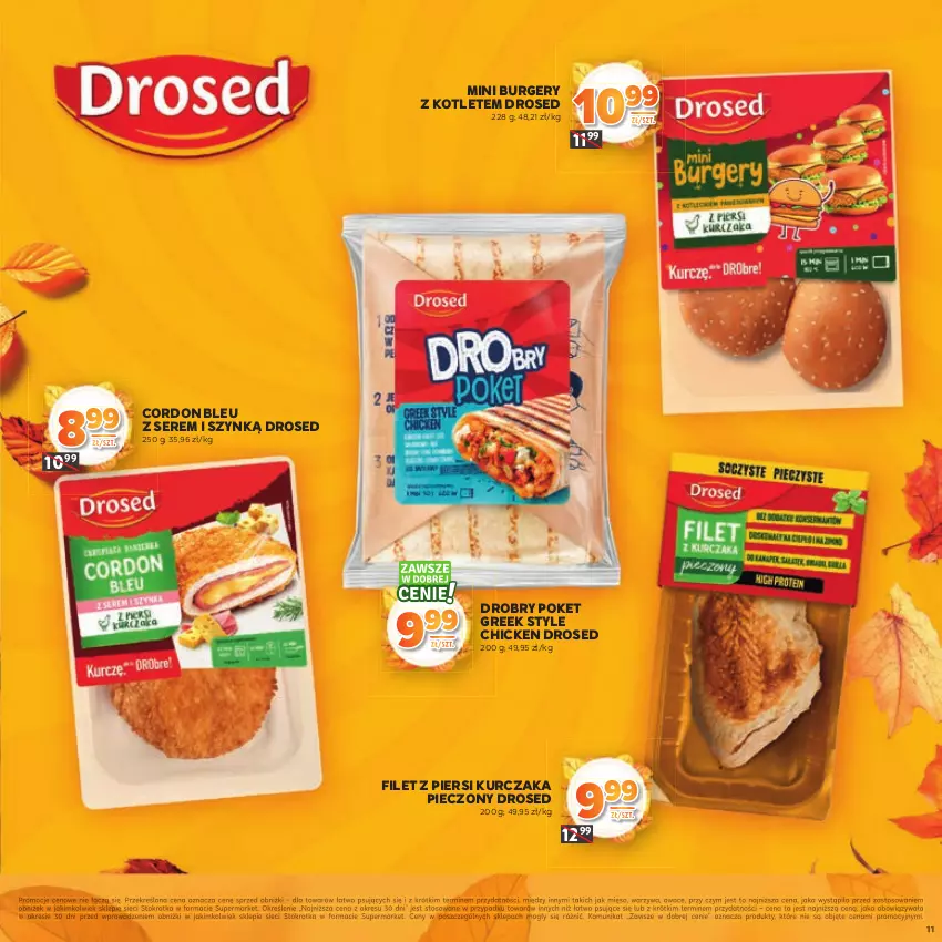 Gazetka promocyjna Stokrotka - Katalog Jesiennie Inspiracje! - ważna 16.10 do 29.10.2025 - strona 11 - produkty: Burger, Cordon Bleu, Filet z piersi kurczaka, Kotlet, Kurczak, Mięso, Owoce, Piec, Ser, Warzywa