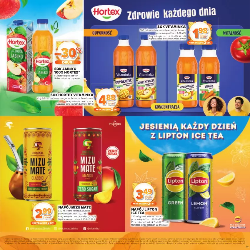 Gazetka promocyjna Stokrotka - Katalog Jesiennie Inspiracje! - ważna 16.10 do 29.10.2025 - strona 25 - produkty: Hortex, Ice tea, Inka, Lipton, Mango, Mięso, Napój, Owoce, Sok, Warzywa