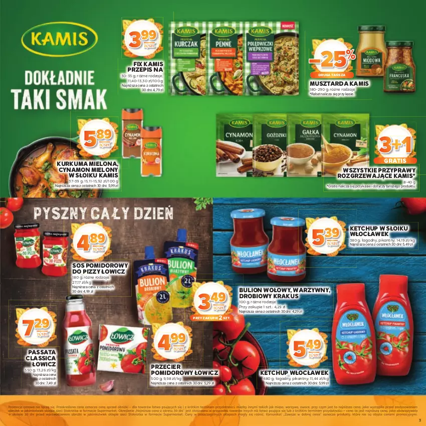 Gazetka promocyjna Stokrotka - Katalog Jesiennie Inspiracje! - ważna 16.10 do 29.10.2025 - strona 3 - produkty: Bulion, Gra, Kamis, Ketchup, Krakus, Kurkuma, Lion, Mięso, Mus, Musztarda, Owoce, Przyprawy, Sos, Sos pomidorowy, Warzywa