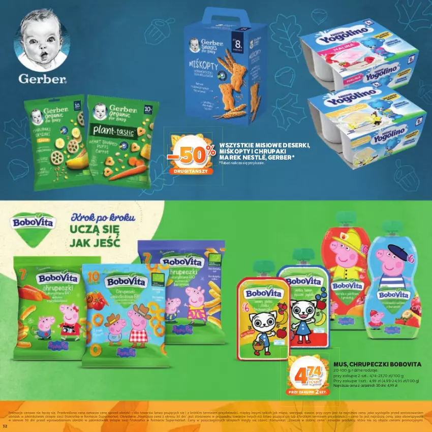 Gazetka promocyjna Stokrotka - Katalog Jesiennie Inspiracje! - ważna 16.10 do 29.10.2025 - strona 32 - produkty: BoboVita, Deser, Gerber, Mięso, Mus, Nestlé, Owoce, Ser, Warzywa