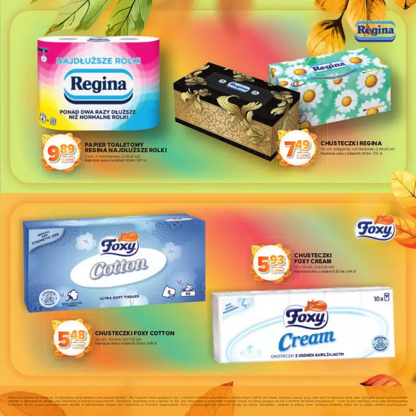 Gazetka promocyjna Stokrotka - Katalog Jesiennie Inspiracje! - ważna 16.10 do 29.10.2025 - strona 33 - produkty: Chusteczki, Foxy, Gin, Mięso, Owoce, Papier, Papier toaletowy, Rolki, Rum, Warzywa