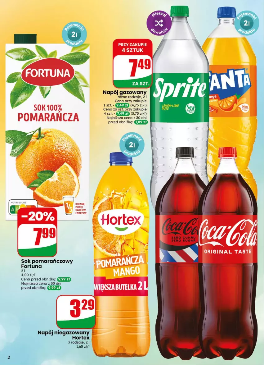 Gazetka promocyjna Dino - Gazetka 34 / 2026 - ważna 19.08 do 25.08.2026 - strona 2 - produkty: Fortuna, Hortex, Napój, Napój gazowany, Napój niegazowany, Sok, Sok pomarańczowy